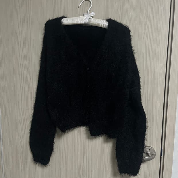 퍼 가디건 블랙  아워캐비넷 릿킴 블랙업 