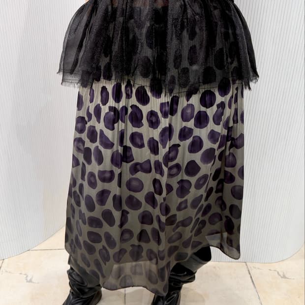 Purple polka pleats skirt