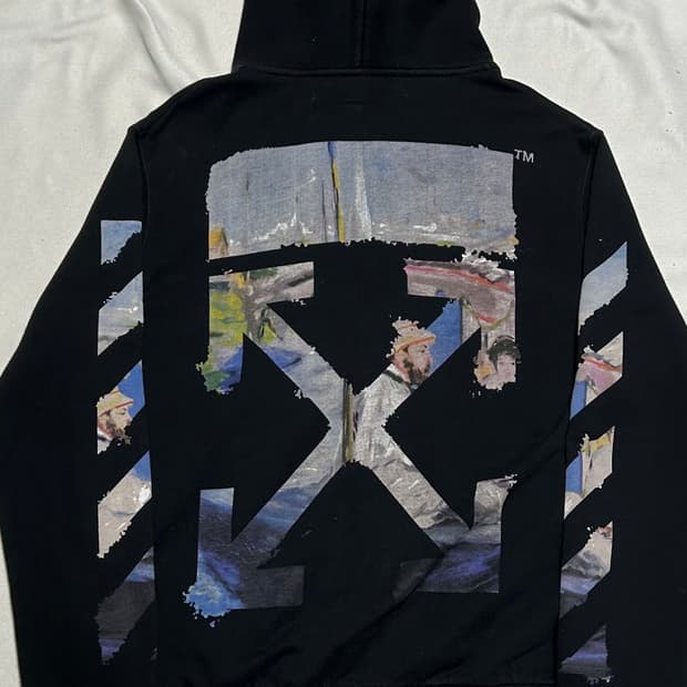 L 오프화이트 19S/S 유화 애로우 블랙 후드 집업