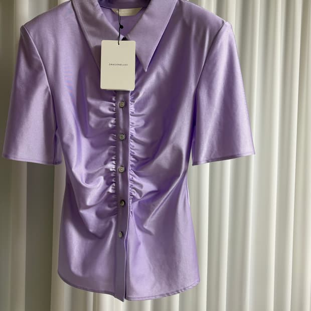 드래곤블루스 셔링 이펙트 저지 블라우스 - 바이올렛