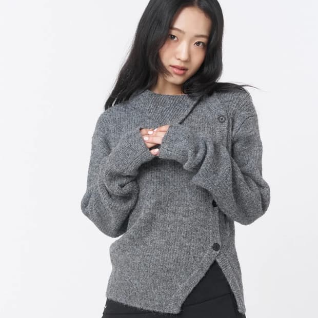 미세키서울 품절템 side button knit grey 니트 시크모던
