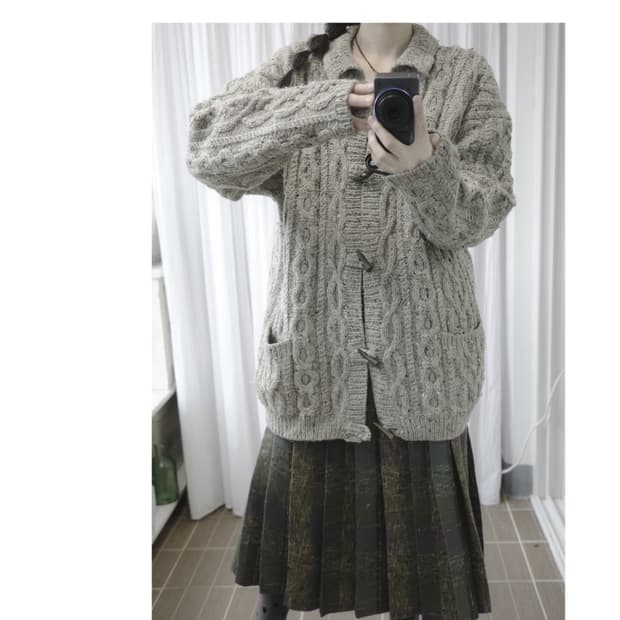 Grey brown dufle cardigan 