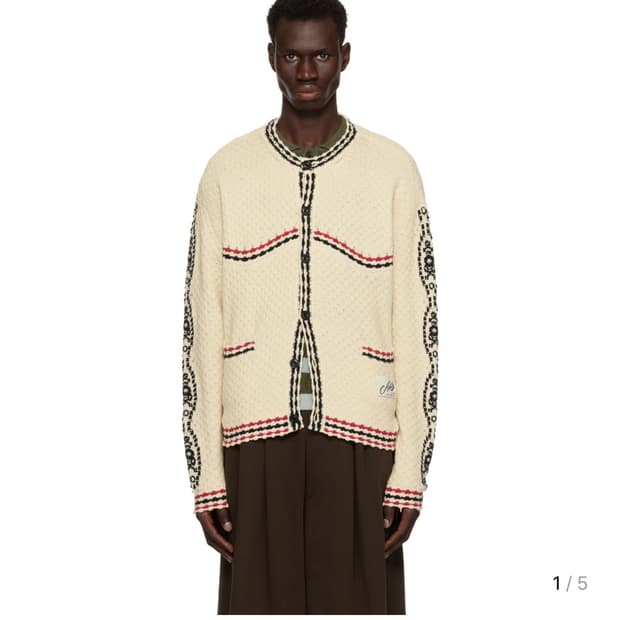 앤더슨벨 오프 화이트 판타지아 라운드넥 가디건L