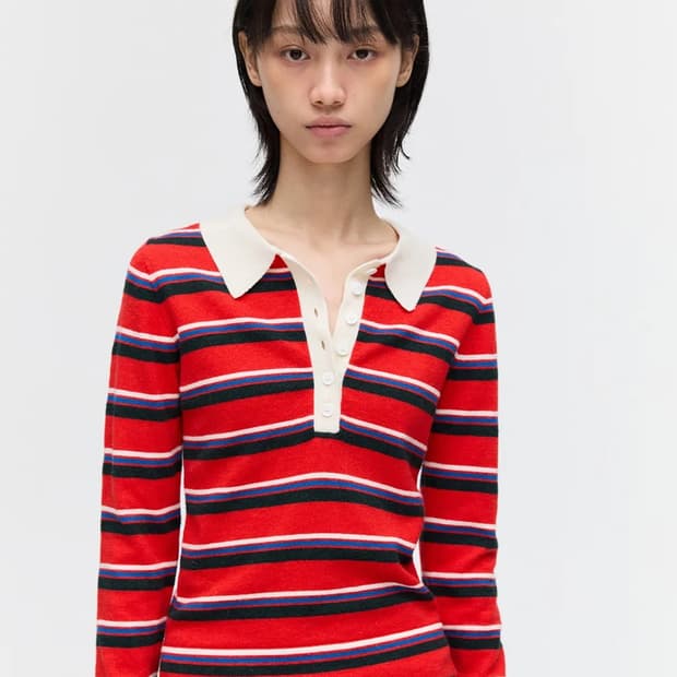 플리즈프로젝트 스트라이프 니트 PK 셔츠