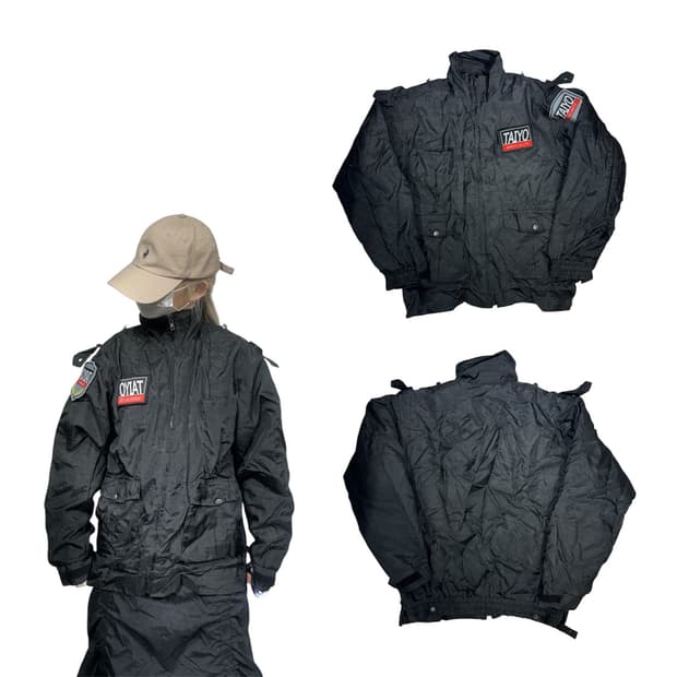 빈티지 블랙 레이싱 바람막이 자켓 L