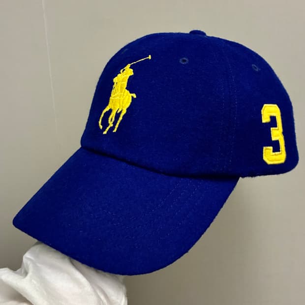 (F)POLO 폴로랄프로렌 울 빅포니 베이스볼 볼캡 모자 블루