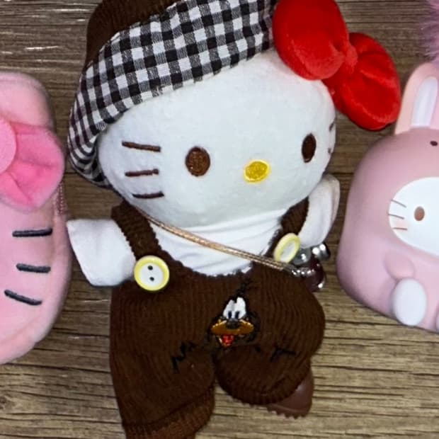 멜빵 브라운 키티 키링