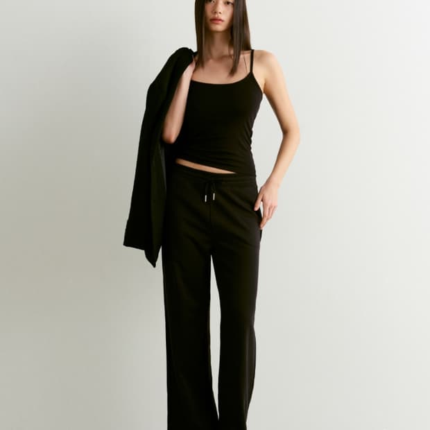 새상품) 무신사 스탠다드 우먼즈 플랫 테리 스웨트 트레이닝 팬츠 블랙