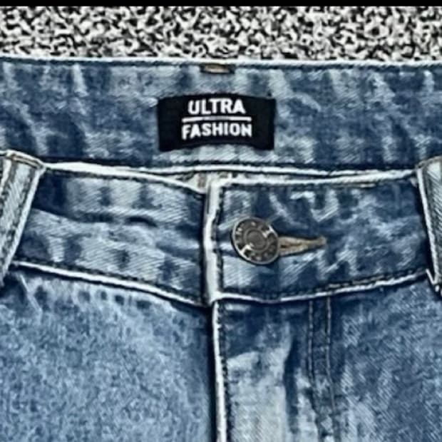 (ULTRA FASHION)버클 디테일 와이드 데님 팬츠 L