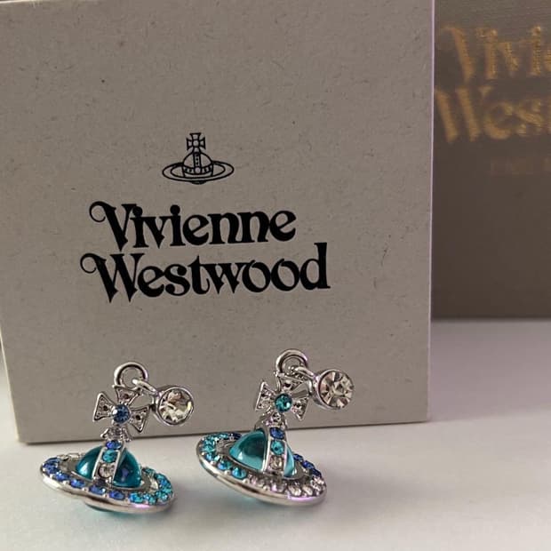 Blue Vivienne Westwood orb earings 