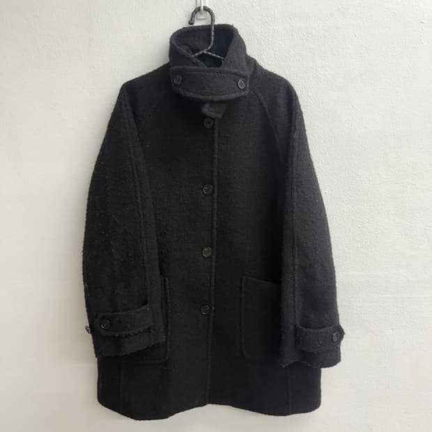 무신사 스탠다드 블랙 모직 하프 코트 S