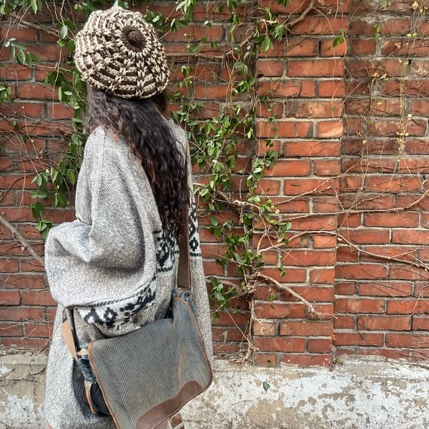 빈티지 데님 메신저 크로스 백