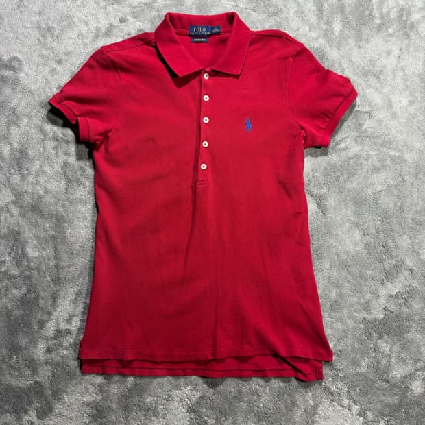 폴로 랄프로렌 레드 여성 폴로 티셔츠