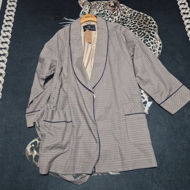 아쿠아스큐텀 트렌치 체크 코트 M 정품