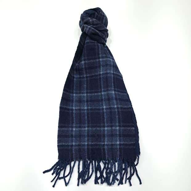 MX637 폴로 90s 이태리판 울 양면체크헤링본 네이비 머플러목도리