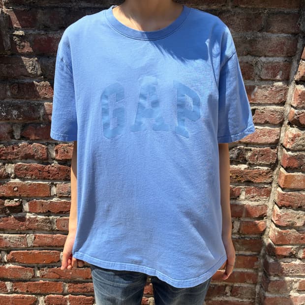GAP 스카이블루 로고 반팔 티셔츠 XL 