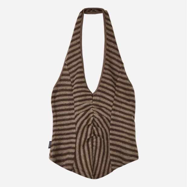 세릭 홀터넥 fluffy stripe sleeveless