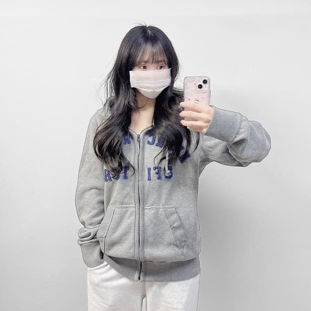 아베크롬비 아치 로고 후드집업 그레이