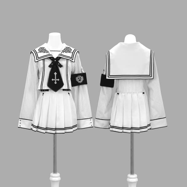 dimmoire 딤모아르 학원 세일러 셋업 화이트 M