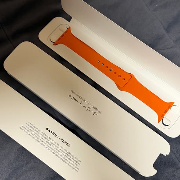 (정품)애플워치 에르메스 실리콘 스트랩 오랑쥬 (44-49mm용)