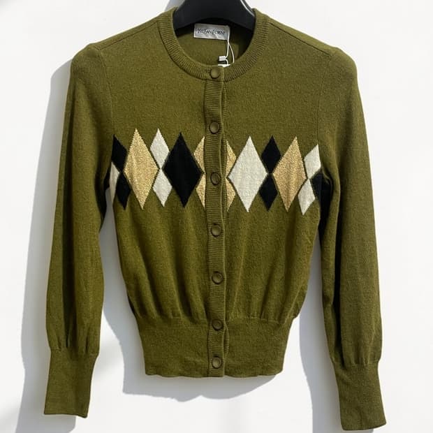 입생로랑 아가일 니트 가디건