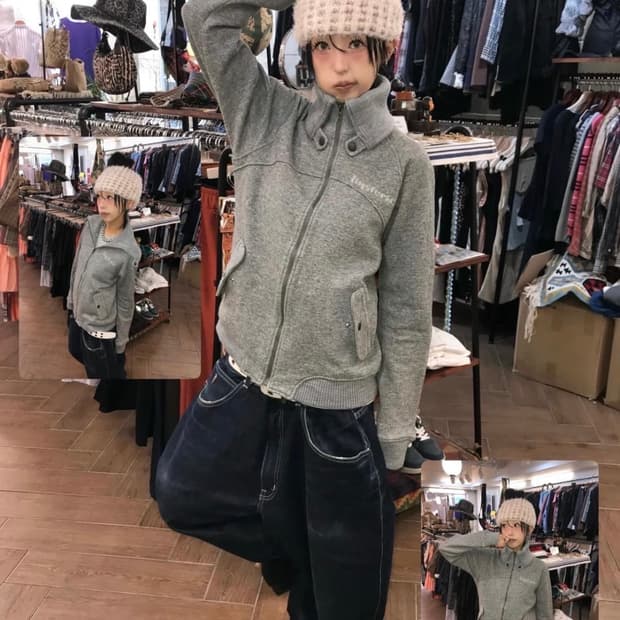 히스테릭글래머 스웨터 집업 