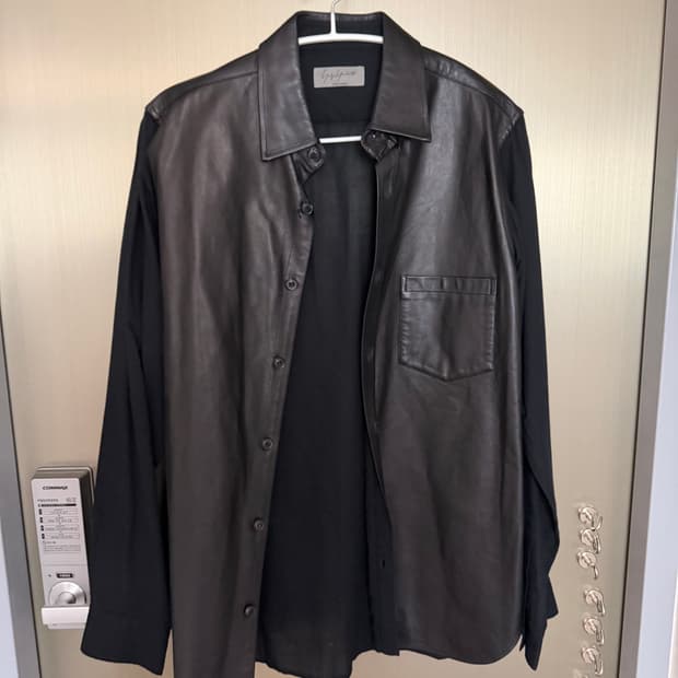 Y's 와이즈 블랙 가죽 셔츠