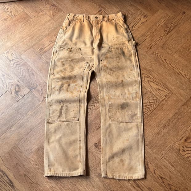 [33]칼하트 USA 더티워싱 브라운 더블니 워크 팬츠