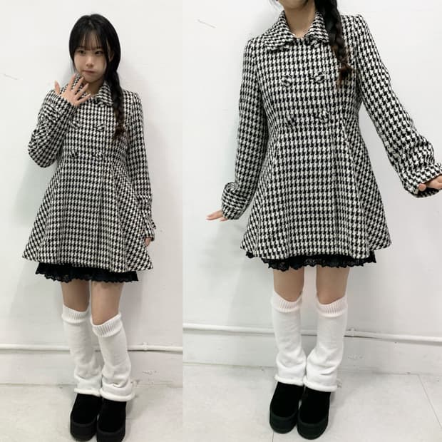 [SORRIDERE] 소리데레 깅엄체크 로걀 코트