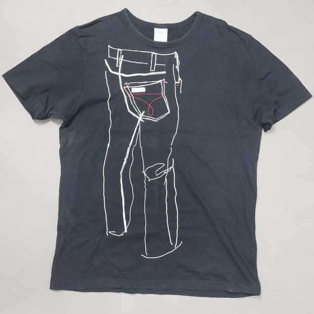 [L] 캘빈클라인 진스 드로잉 데님 그래픽 반팔 티셔츠