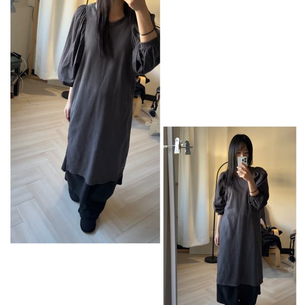 [CHEZ-VOEU] shirring puff dress