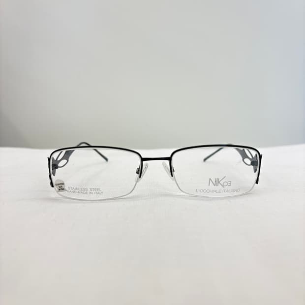 NIKOE 블랙 사각 반무테 빈티지안경 