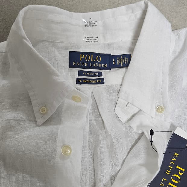새상품 폴로 랄프로렌 린넨셔츠 L 화이트