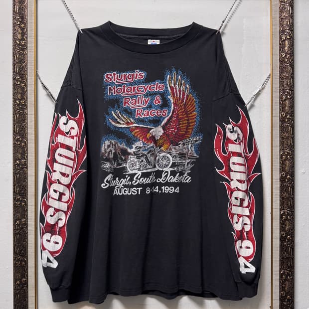빈티지 90s STURGIS Biker Flame 롱슬리브