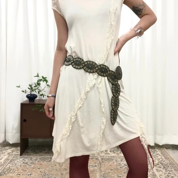 코사지 레이어드 디테일 원피스