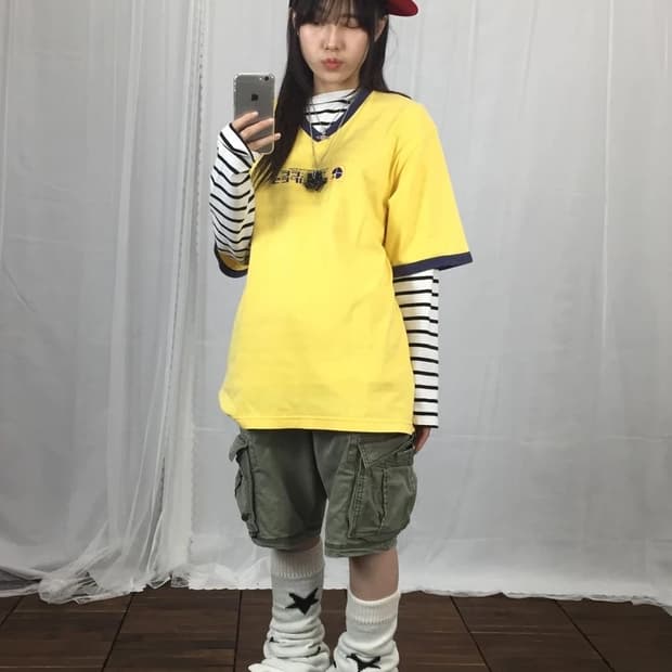 Adidas Yellow V-Neck Ringer Tee