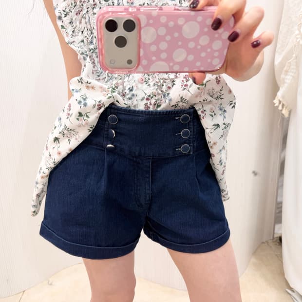 Sailor Button Denim Shorts