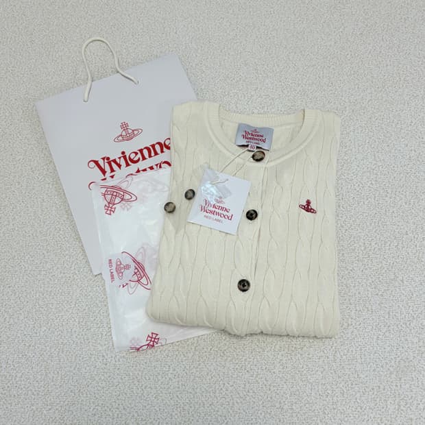 새상품 비비안웨스트우드 레드라벨 코튼 케이블 가디건