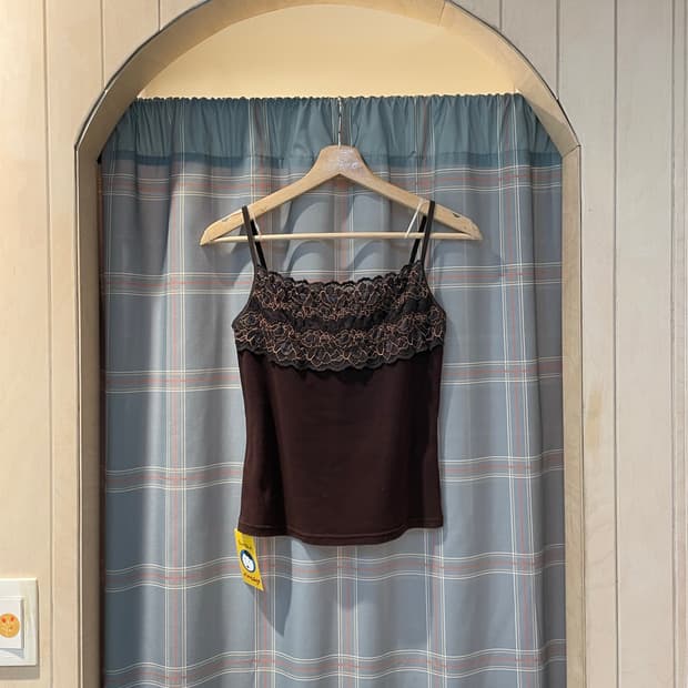 일본빈티지 레이스나시 브라운