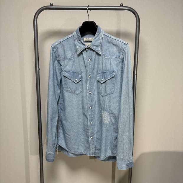 XL) 레미릴리프 데님 리페어 웨스턴 셔츠