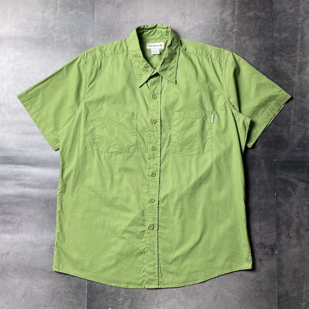 CARHARTT 칼하트 그린 포켓 워크 반팔셔츠 A01259