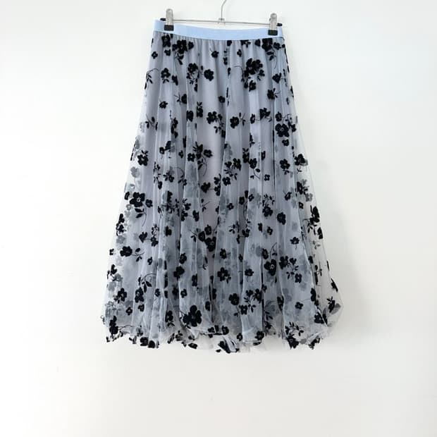 Spring flower tulle skirt / sky blue