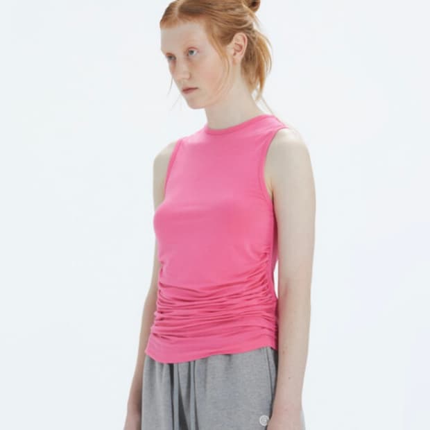 쓰리투에이티 러치드 사이드 탱크탑 핑크