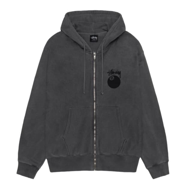 (미개봉 새제품) 스투시 8볼 피그먼트 다이드 후드집업 블랙(그레이) L