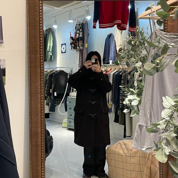 일본빈티지 다크브라운 떡볶이롱코트 