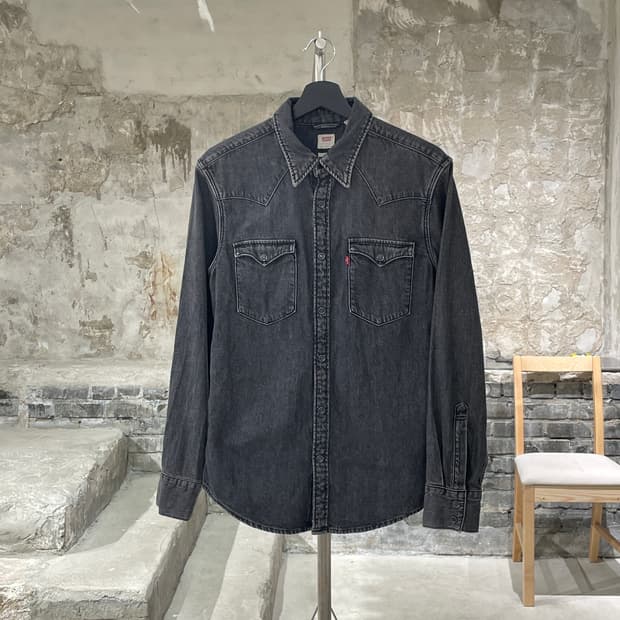 리바이스 레드탭 흑청 스탠다드 웨스턴 데님 셔츠