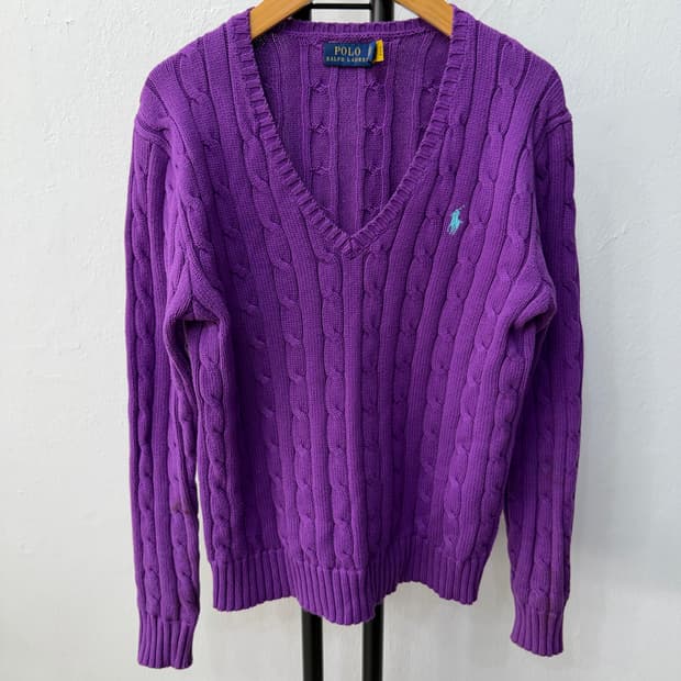 정품) 폴로랄프로렌 신형 여성 퍼플 케이블니트 S