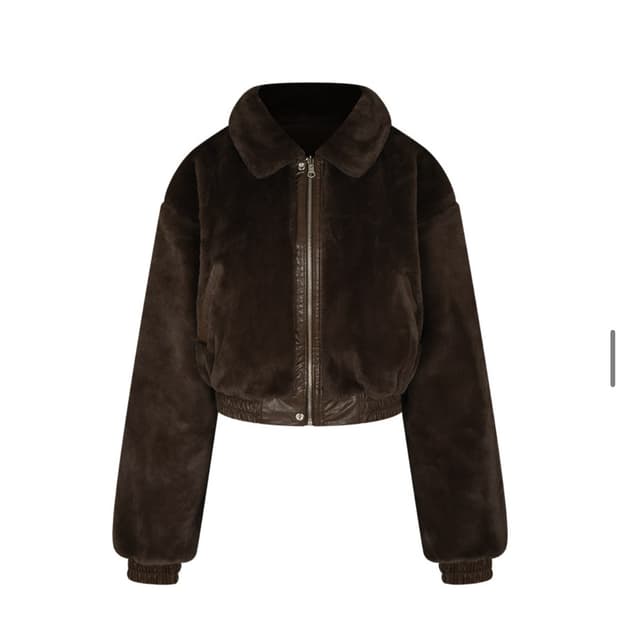 큐리티 퍼 레더자켓 브라운 s(상태 좋음)