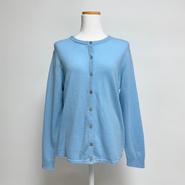 [캐시미어 100% 새상품] 하늘색 라운드 가디건 M-L