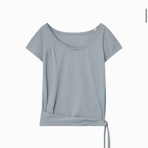 오헤시오 ONE-SHOULDER WRAP T-SHIRT, GRAY